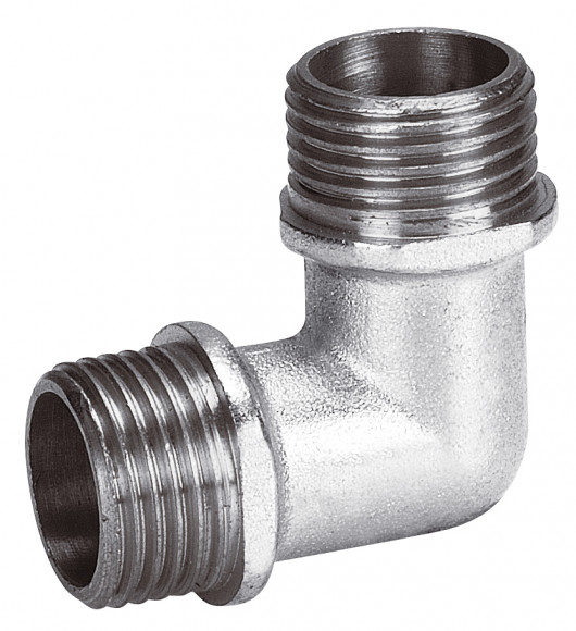 Угольник латунь никелированный Ду 20 (3/4") нр/нр